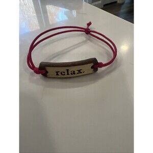 Artisan MudLove Pottery Ceramic Relax Stretch Bracelet Pink Adjustable